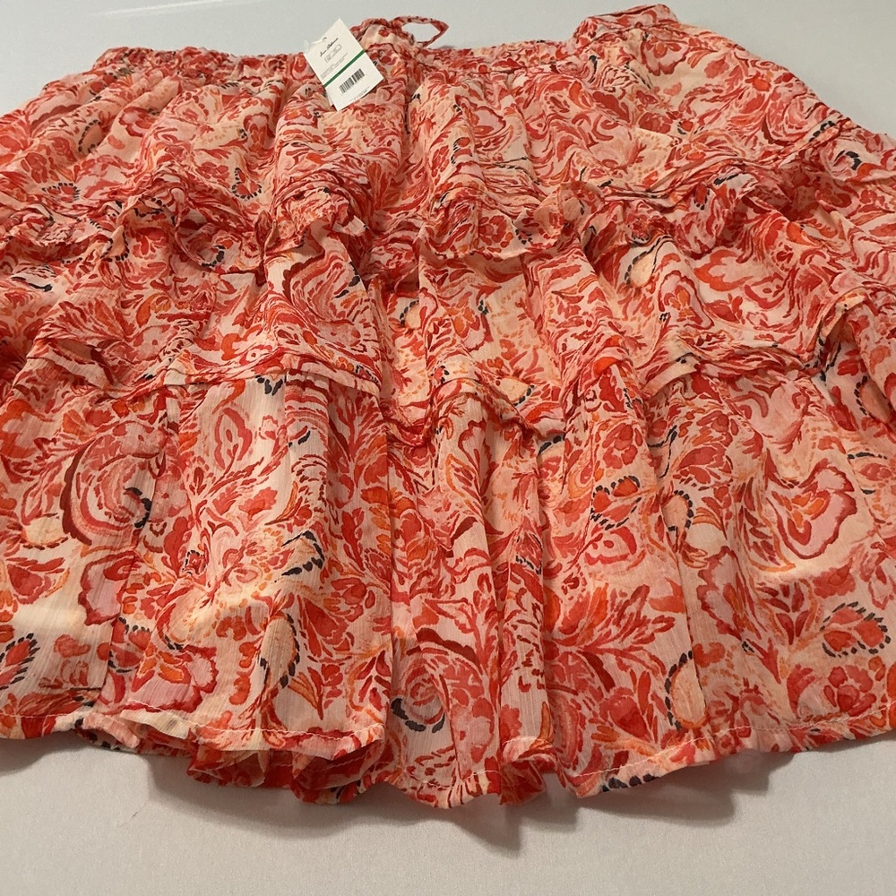 Sam Edelman NWT Large Paisley Red/Orange Mini Skirt - Picture 8 of 12